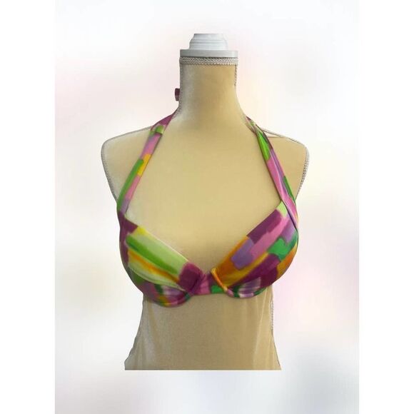 Victoria's Secret Swimsuit Top Colorful Bikini Halter Beach Swim - Size 36C - Picture 5 of 5